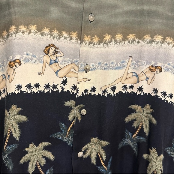 Campia Moda Hawaiian Shirt Mens 3XL Short Sleeve Button Up Shirt Pin Up Girls - Picture 3 of 9